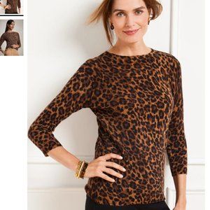 Talbot's AUDREY CASHMERE SWEATER - ANIMAL Print Size S